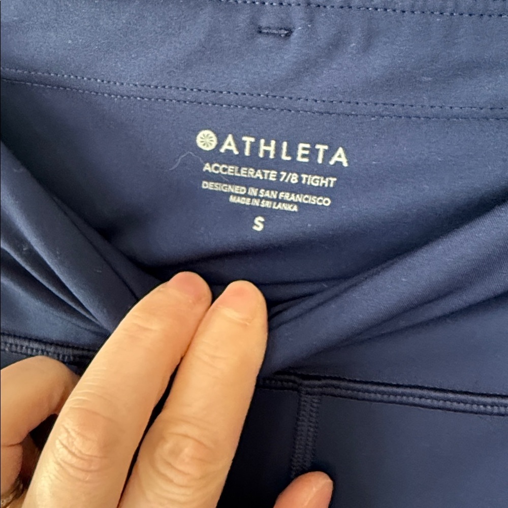 Athleta Navy Blue Accelerate 7/8 Tight small - Picture 2 of 6